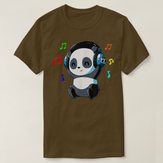 かわいい動物のパンダ聞クマの音楽ギフト Tシャツ (デザイン正面)