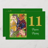 かわいい動物のパーソナライズな休日を配管している11人のパイパー シーズンカード (正面/裏面)