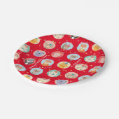 かわいい動物のパーティー帽子の子供の赤いハッピーバースデー ペーパープレート (アングル)