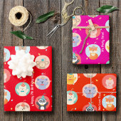 かわいい動物のパーティー帽子の子供の赤いハッピーバースデー ラッピングペーパーシート