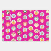 かわいい動物のパーティー帽子の子供の赤いハッピーバースデー ラッピングペーパーシート (正面2)