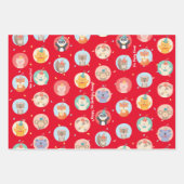 かわいい動物のパーティー帽子の子供の赤いハッピーバースデー ラッピングペーパーシート (正面)