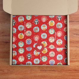 かわいい動物のパーティー帽子の子供の赤いハッピーバースデー 薄葉紙