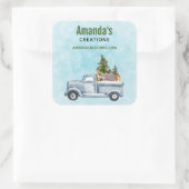 かわいい動物のビジネスとクリスマストラック スクエアシール (バッグ)