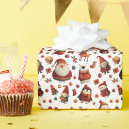 かわいい動物のフェスティバルクリスマスパターンうれしそうなクリスマス ラッピングペーパー