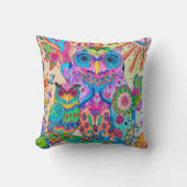 かわいい動物のフクロウの漫画の鳥 クッション (正面)