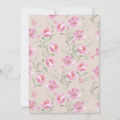 かわいい動物のフローラピーチピンクの女の子の赤ちゃんシャワー 招待状 (裏面)