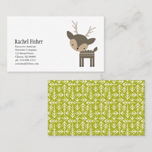 かわいい動物のブラウンの木びき台のシカの名刺 名刺 (正面/裏面)