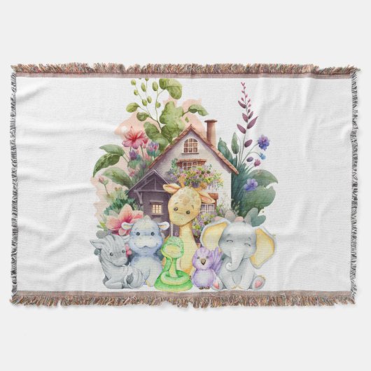 かわいい動物のブランケット スローブランケット (正面)