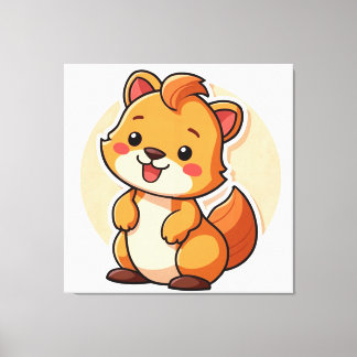 かわいい動物のプリント キャンバスプリント