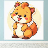 かわいい動物のプリント キャンバスプリント (インサイチュ (ウッドフロア))