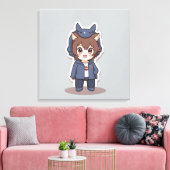 かわいい動物のプリント キャンバスプリント (インサイチュ (リビング))