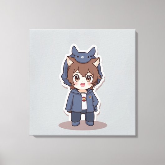 かわいい動物のプリント キャンバスプリント (正面)