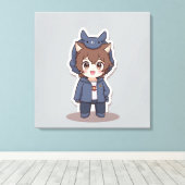 かわいい動物のプリント キャンバスプリント (インサイチュ (ウッドフロア))