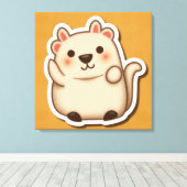 かわいい動物のプリント キャンバスプリント (インサイチュ (ウッドフロア))