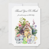 かわいい動物のベイビーシャワーの感謝カード 招待状 (正面)