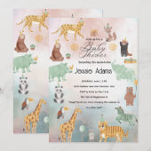 かわいい動物のベイビーシャワーパーティーへの招待状 招待状 (正面/裏面)