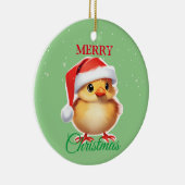 かわいい動物のベビーのシックなサンタクリスマスコスチューム セラミックオーナメント (右)