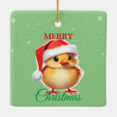 かわいい動物のベビーのシックなサンタクリスマスコスチューム セラミックオーナメント (裏面)