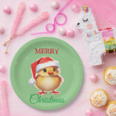 かわいい動物のベビーのシックなサンタクリスマスコスチューム ペーパープレート (パーティー)