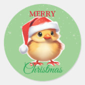 かわいい動物のベビーのシックなサンタクリスマスコスチューム ラウンドシール (正面)