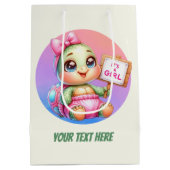 かわいい動物のベビーガールのカスタマイズ可能なカメ ミディアムペーパーバッグ (裏面)