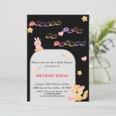 かわいい動物のベビーシャワー招待状 - ブラック 招待状 (スタンド正面)