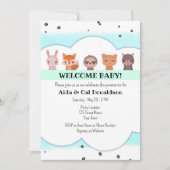 かわいい動物のベビーシャワー招待状 招待状 (正面)