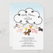 かわいい動物のベビーシャワー招待状 招待状 (正面/裏面)