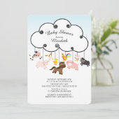 かわいい動物のベビーシャワー招待状 招待状 (スタンド正面)