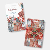かわいい動物のベビーシャワー招待状 赤と青 バッジ (表裏)
