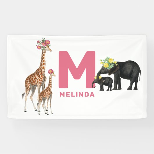 かわいい動物のベビー子供部屋キッズルームウォールデコル 横断幕 (横)