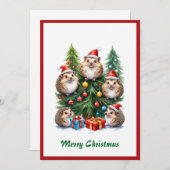 かわいい動物のホリデーカード 水彩画 シーズンカード (正面/裏面)