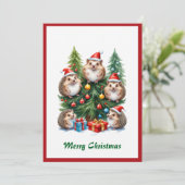 かわいい動物のホリデーカード 水彩画 シーズンカード (スタンド正面)