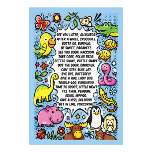 かわいい動物のポスター「See You Later Alligator Rhyme Poster」 フォトプリント