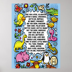 かわいい動物のポスター「See You Later Alligator Rhyme Poster」 ポスター