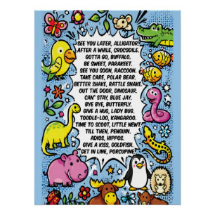 かわいい動物のポスター「See You Later Alligator Rhyme Poster」 ポスター