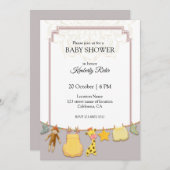 かわいい動物のマンダラベビーシャワー 招待状 (正面/裏面)