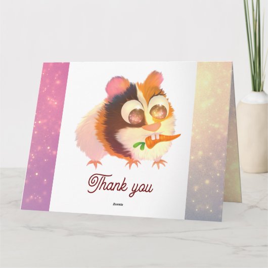 かわいい動物のモルモット 折りたたみ式感謝カード サンキューカード (裏面)