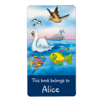 かわいい動物のラベル(本)