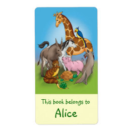 かわいい動物のラベル(本) ラベル