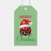 かわいい動物のレディーバグのサンタクリスマスコスチューム ギフトタグ (正面)