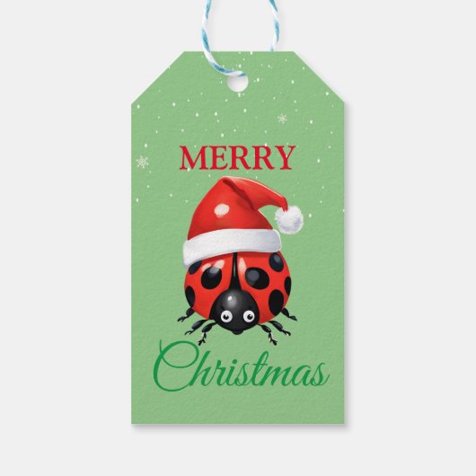 かわいい動物のレディーバグのサンタクリスマスコスチューム ギフトタグ (裏面)