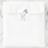 かわいい動物の上にバニーフライ子供へバルーン スクエアシール (バッグ)