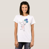 かわいい動物の上にバニーフライ子供へバルーン Tシャツ (正面フル)