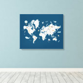 かわいい動物の世界地図 キャンバスプリント (インサイチュ (ウッドフロア))