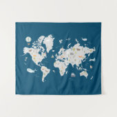 かわいい動物の世界地図 タペストリー (正面(横))