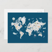 かわいい動物の世界地図 ポストカード (正面/裏面)