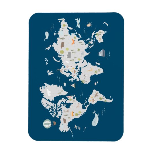 かわいい動物の世界地図 マグネット (縦)