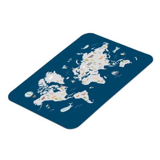 かわいい動物の世界地図 マグネット (左側)